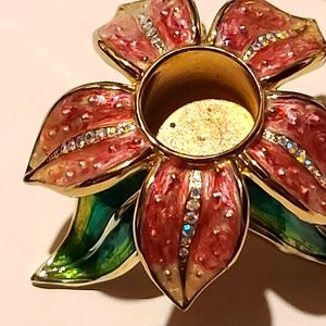 Jane Seymore Enameled Flower Candlesticks pair
